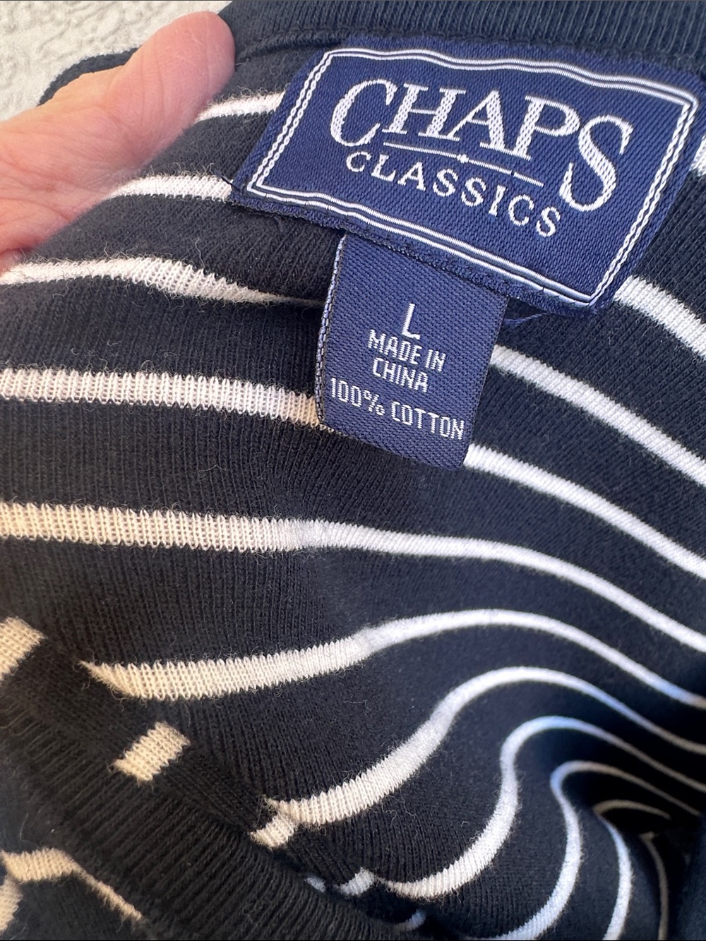 Navy & White Striped Long-Sleeve Top with Shoulder Buttons - Picture 7 of 9